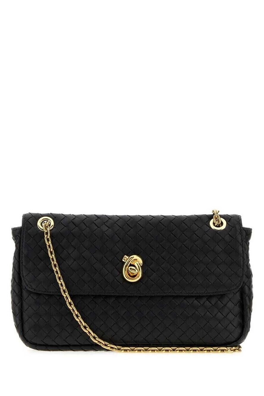 Bottega Veneta Intrecciato Leather Chain Crossbody Bag Black
